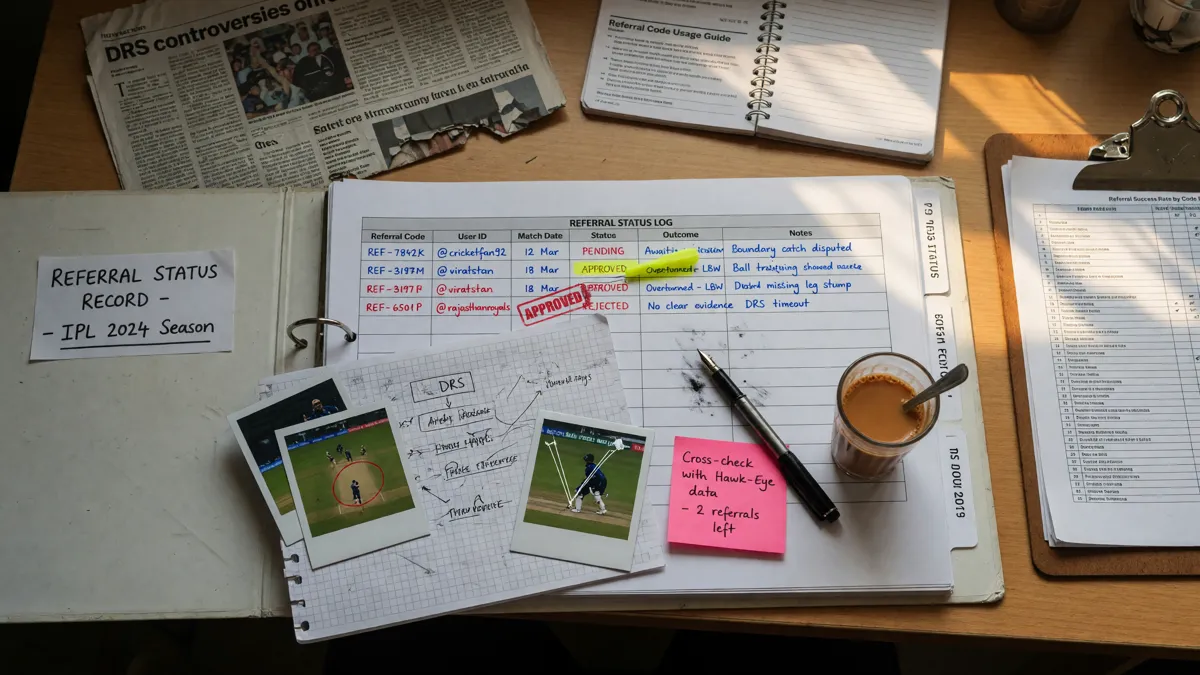 Editorial photograph of the referral commission status record clarifying what the desk can and cannot do